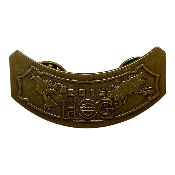 Harley Davidson Owners Group 2015 HOG Rocker Pin Bronze Tone 1.5 Inch - Picture 1 of 4